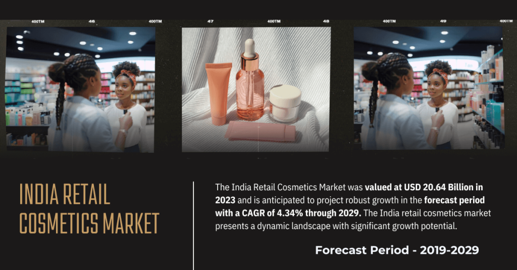 The India Retail Cosmetics Market stood at USD 20.64 Billion and may grow in the forecast with a CAGR of 4.34% by 2029.